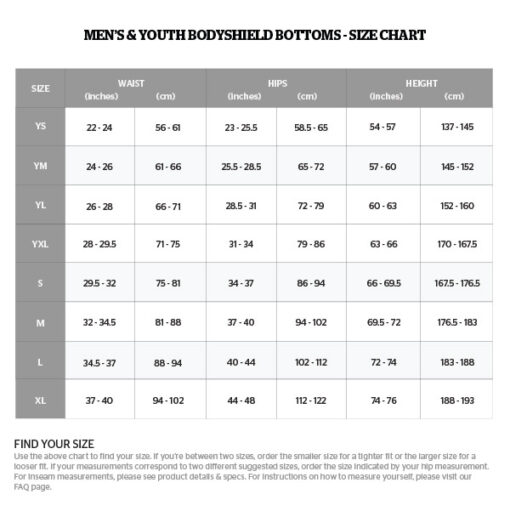 2019 Size Chart MY BS Bottoms 2