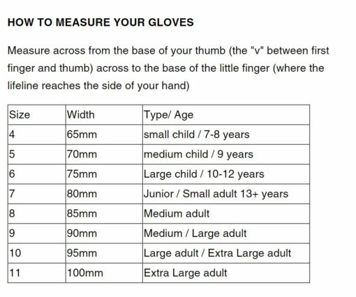 Glove Size Chart 1