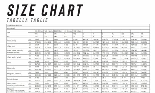 Size Chart Mens